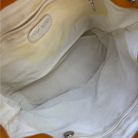 Authentic CHANEL Mustard caviar leather quilted drawstring backpack main image 14